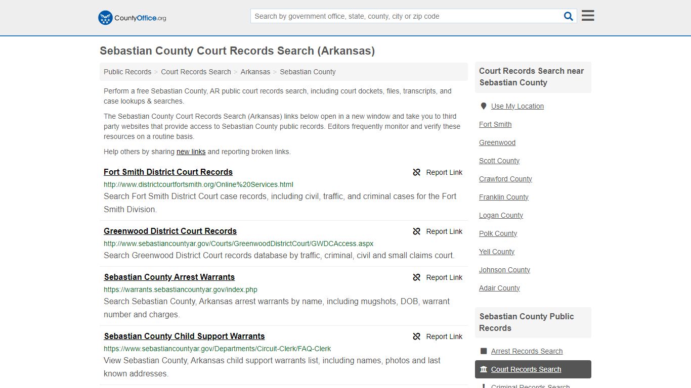 Sebastian County Court Records Search (Arkansas) - County Office